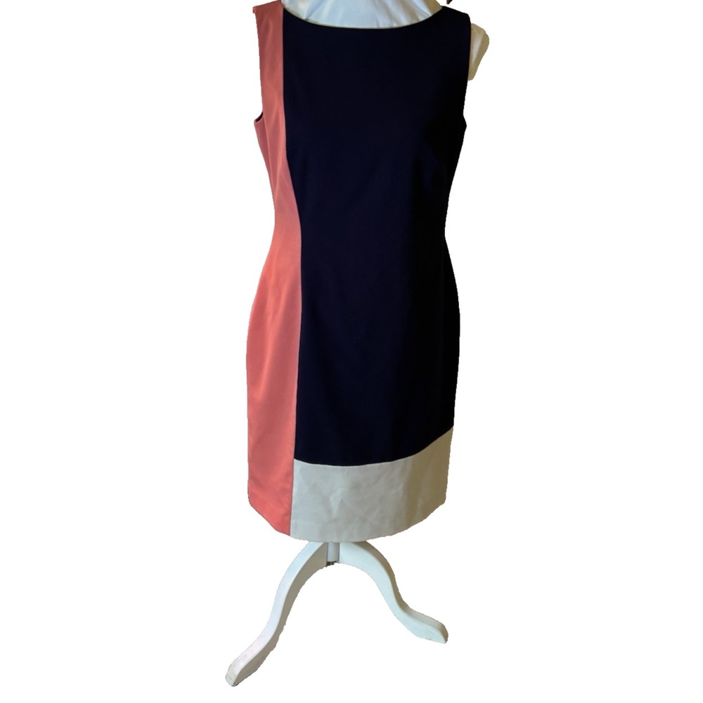 Lauren Ralph Lauren Womens Size 10 Color Block Sheath Dress Knee Length